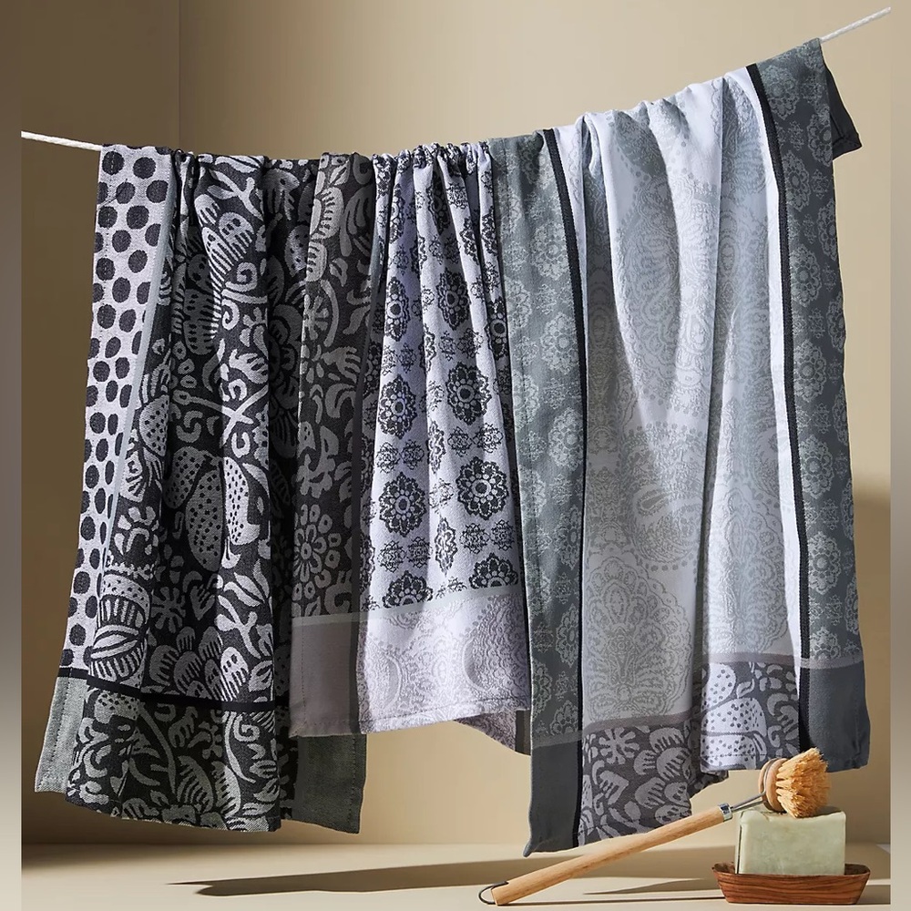 Anthropologie Nifty Jacquard Dish Towels Set of 3